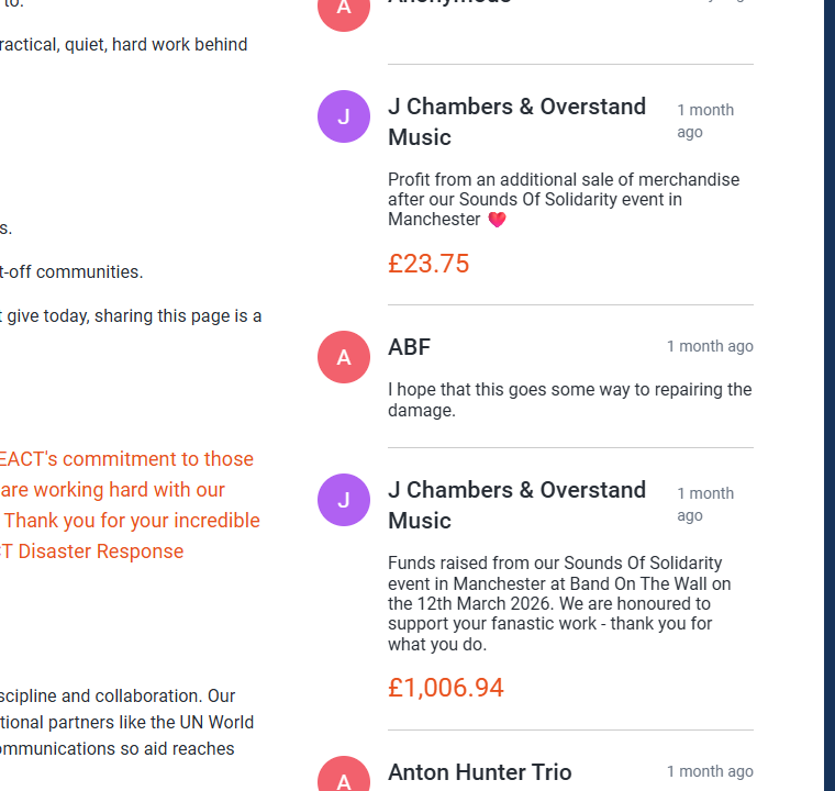 Sounds Of Solidarity Raised Over £1000 For REACT!